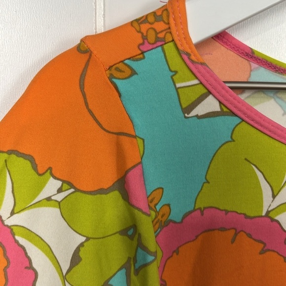 Trina Turk Playa De Flor Cover-Up S/M Orange Blue Kimono Style Sleeves Floral - Picture 4 of 10